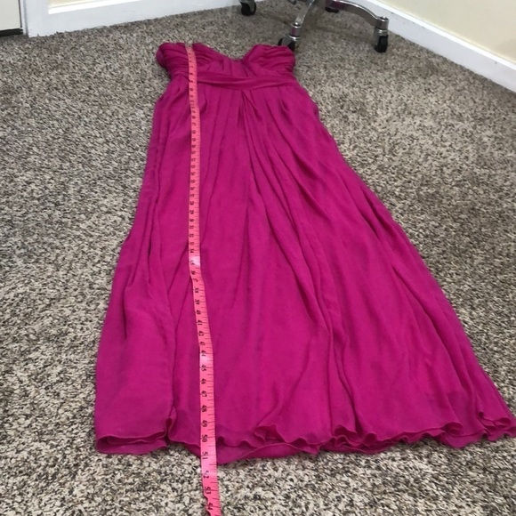 Badgley Mischka Fluorescent Chiffon Gown Size 2 Magenta Pink Pleated Maxi Dress - Picture 8 of 9